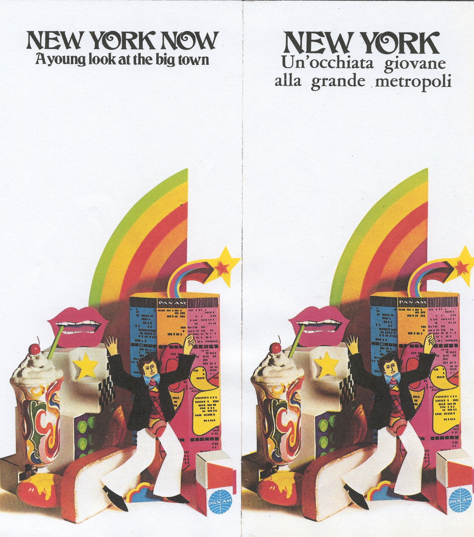 Sample brochure covers promoting New York early 1970s